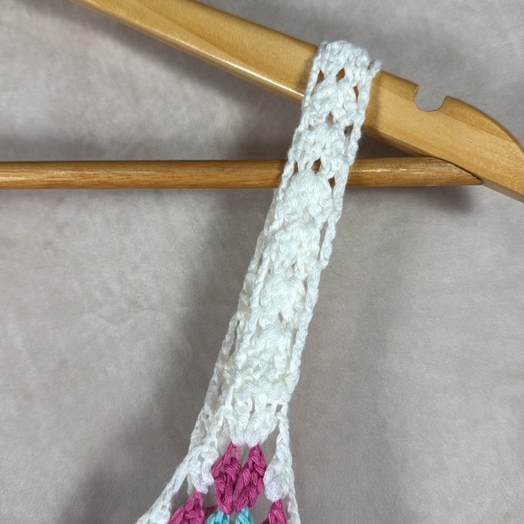 Crochet Fixed Straps V-Neck Swimsuit Cover Up Womens Large Bohemian Cottagecore - Picture 6 of 12